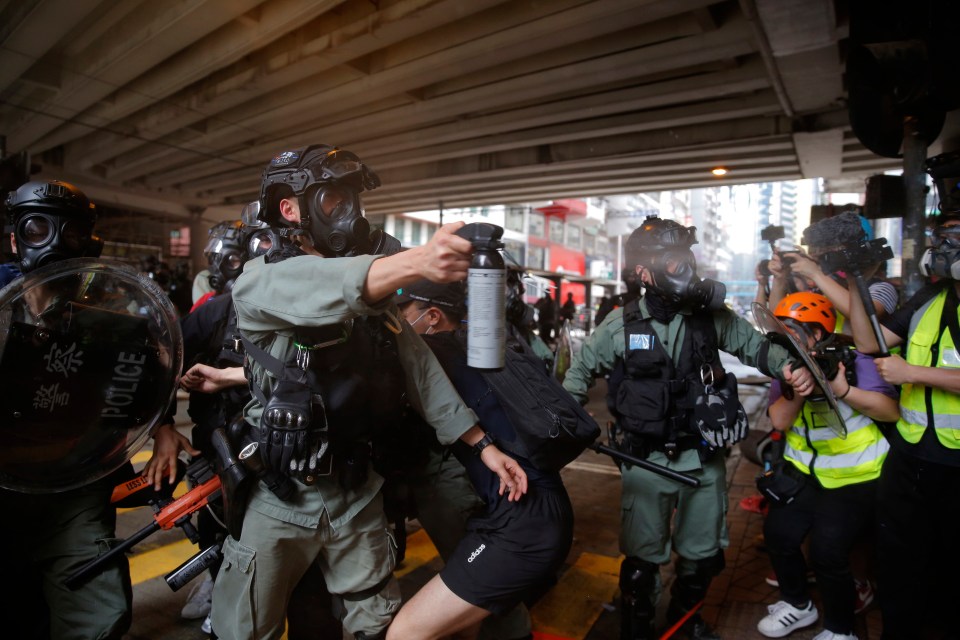  Riot police fired tear gas and water cannons at protesters