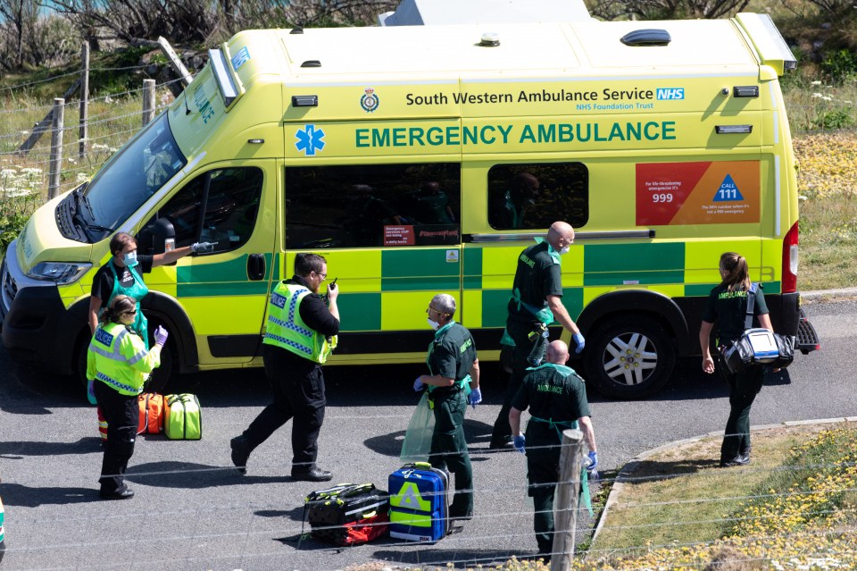  Police and paramedics at Trevose Head