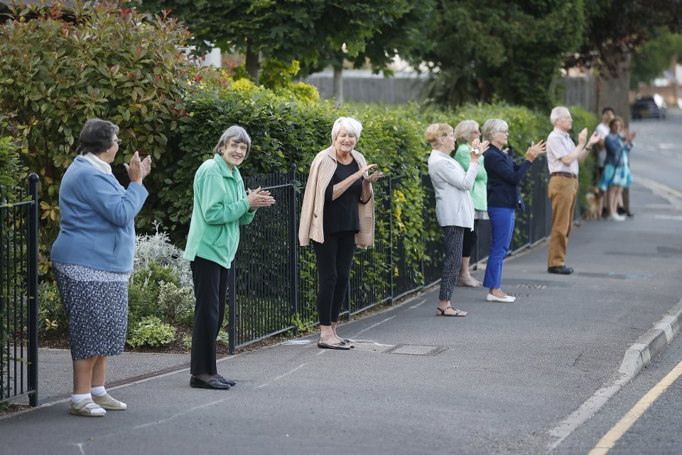  Residents lined up safely to clap and applaud the key workers