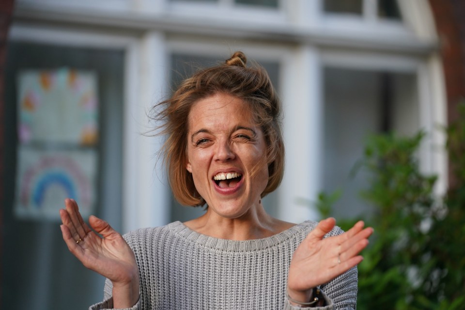 Annemarie this evening enthusiastically cheering and clapping for key workers