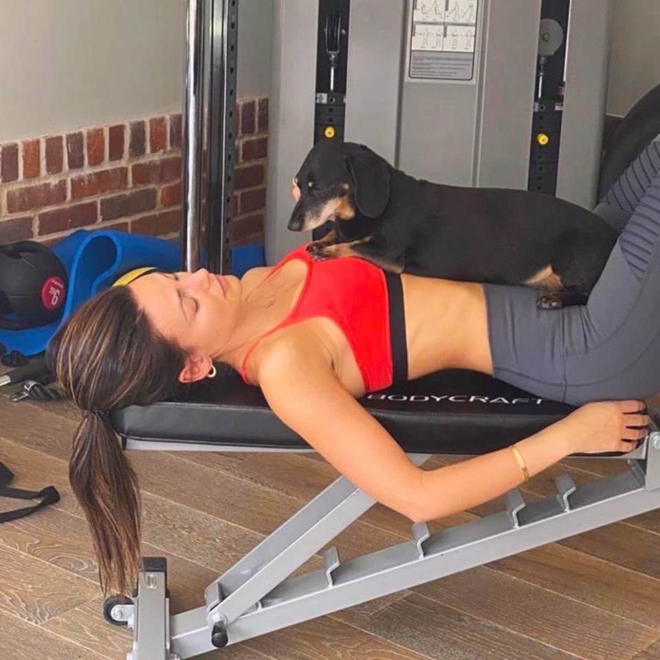 Michelle – and their dog – makes the most of their home gym