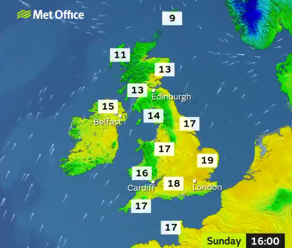  Sunday afternoon will bring good sunbathing conditions