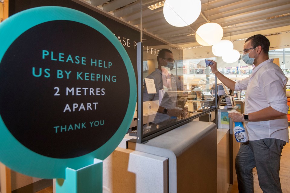  Signs will remind customers to stay two meters apart, as seen in the Kingston branch