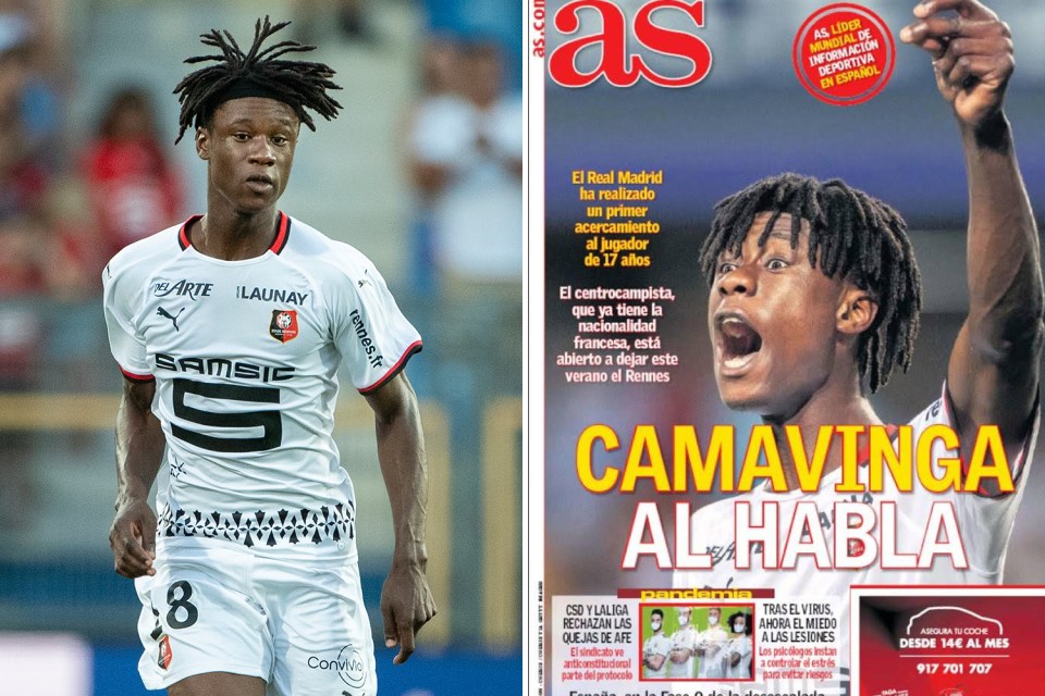  Real Madrid are leading a four-way battle with Manchester United, Barcelona and Juventus for Rennes midfielder Eduardo Camavinga