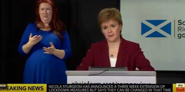  Nicola Sturgeon today confirmed the lockdown would continue with no easing in Scotland