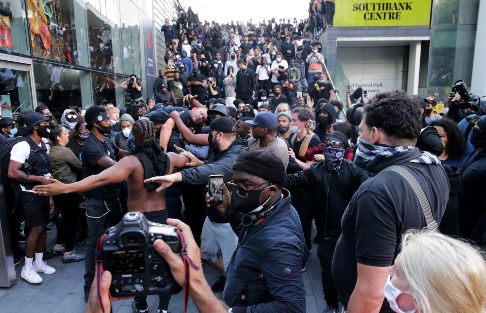 Both groups clashed after meeting at Waterloo Station