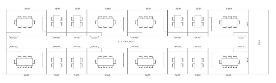 The new design will prevent groups and staff crossing over with anyone else to reduce the spread of the virus, thanks to a central service 'atrium' and separate dining rooms