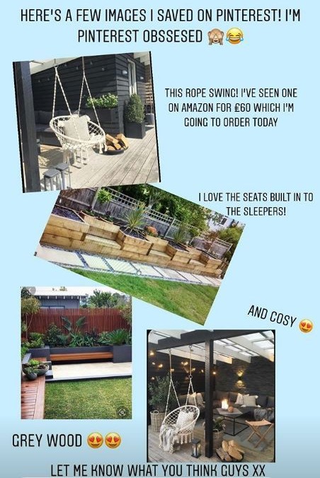 Sophie shared her inspiration boards on Pinterest for what she hopes her garden will look like