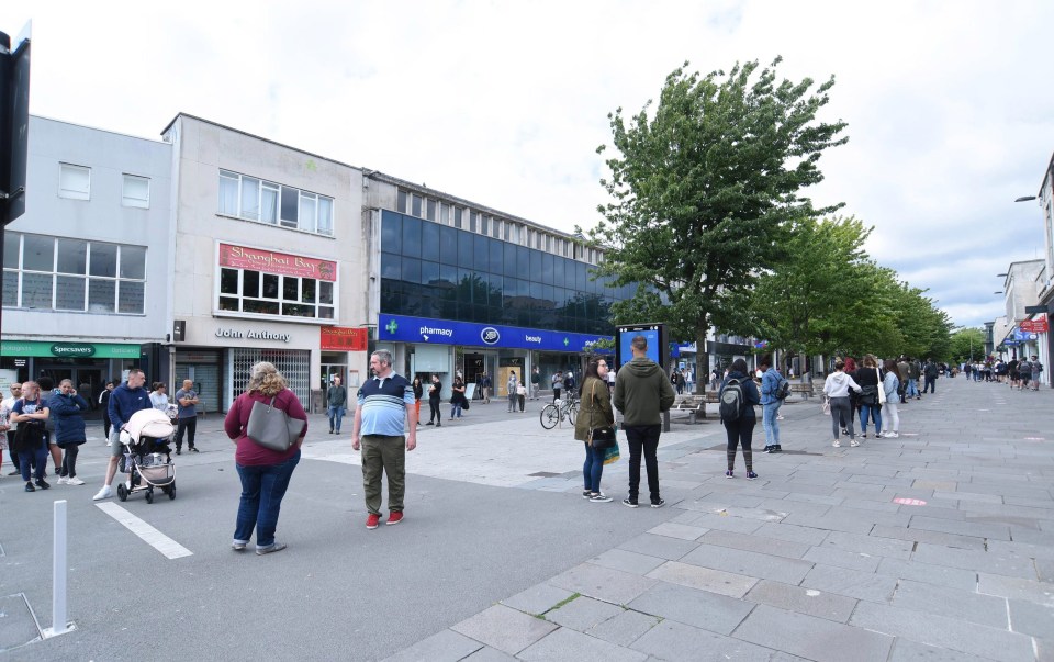 The queue snaked down both sides of the high street in Southampton