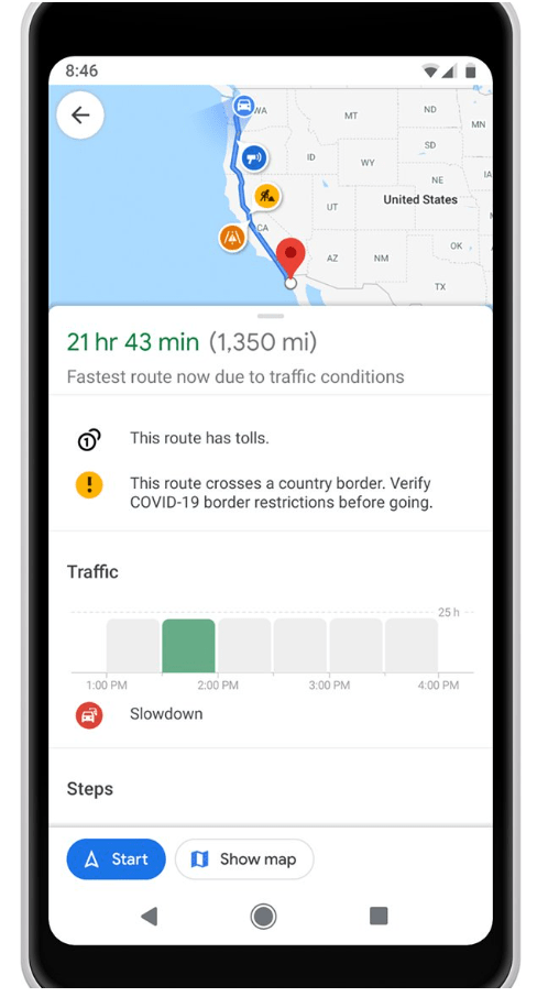 The app will soon warn users when they're crossing a border with Covid-19 related restrictions