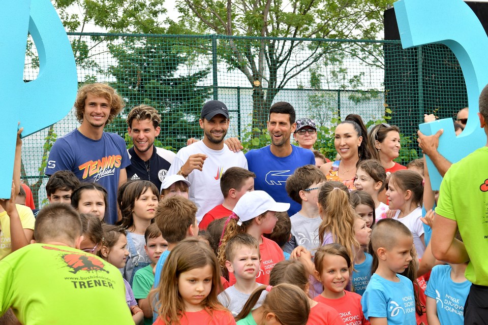  Alexander Zverev, Dominic Thiem, Grigor Dimitrov, Djokovic and Jelena Jankovic seen during the Adria Tour