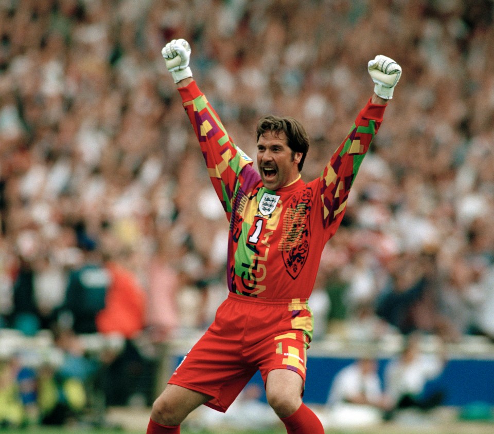 David Seaman rocked some colourful jerseys at Euro 96