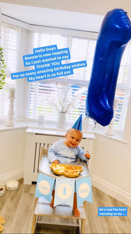 Mrs Hinch celebrated baby Ronnie's first birthday today with a Peter Rabbit-themed party