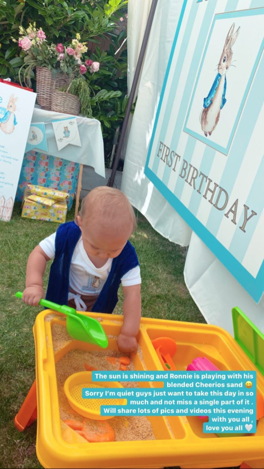 Little Ronnie had fun playing in his sandpit made from crushed Cheerios