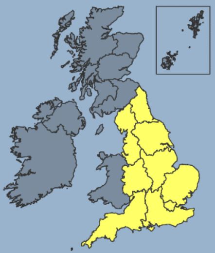 The Met Office has issued a level-two alert covering the whole of England