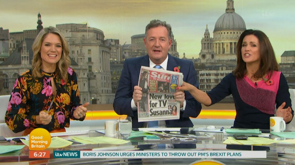 She discussed her relationship on Good Morning Britain, where Piers Morgan held up our front page revealing their relationship