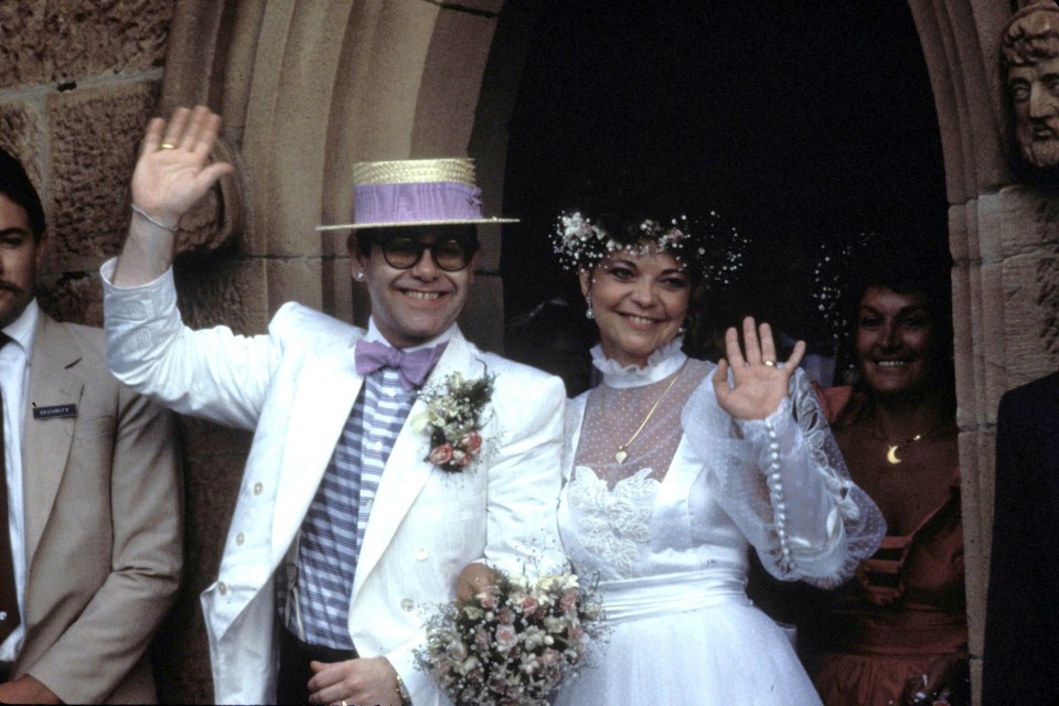 Elton John with ex-wife Renate Blauel at their wedding in 1984