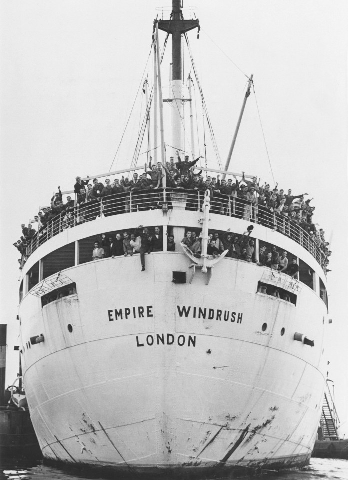 Hundreds of Caribbean immigrants disembarked from the passenger liner Empire Windrush  at Tilbury, Essex in 1948