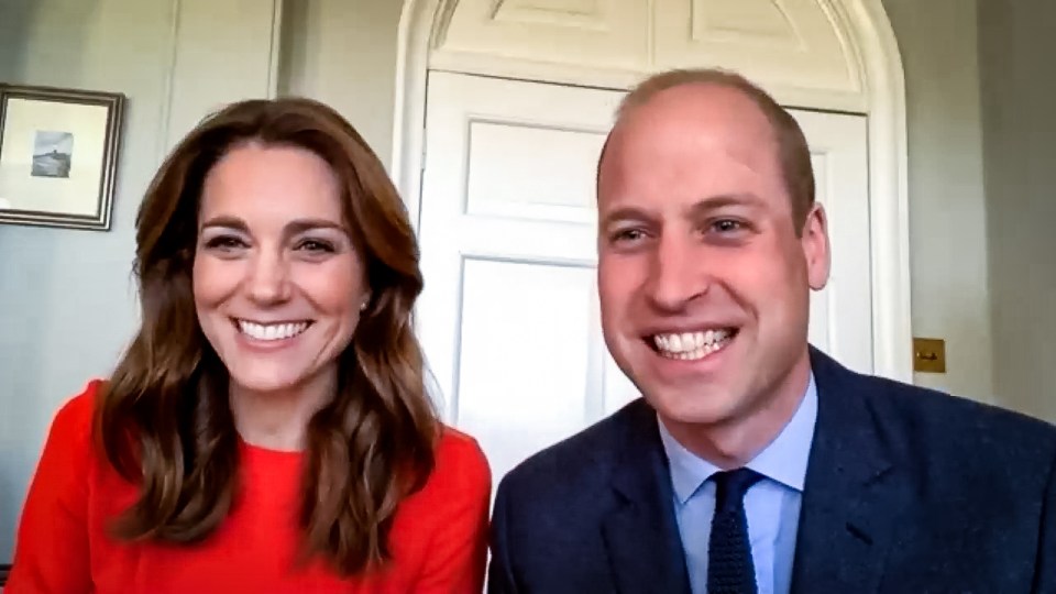 The usual backdrop during the couple's video calls features pale green walls and a large white arched doorway