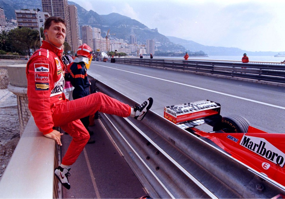 Schumacher, pictured during the Grand Prix in Monte Carlo in 1998, won a record seven F1 world championships