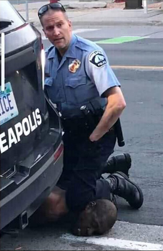  Officer Derek Chauvin kneeling on the neck of George Floyd