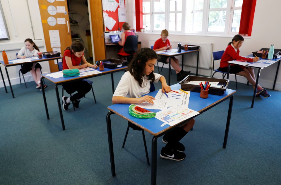  Students are placed on socially distanced desks at Watlington Primary School