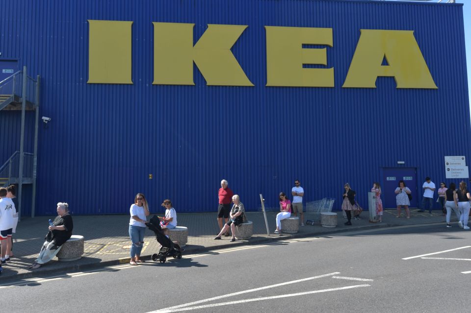 Customers waiting to get inside Ikea in Lakeside, Essex