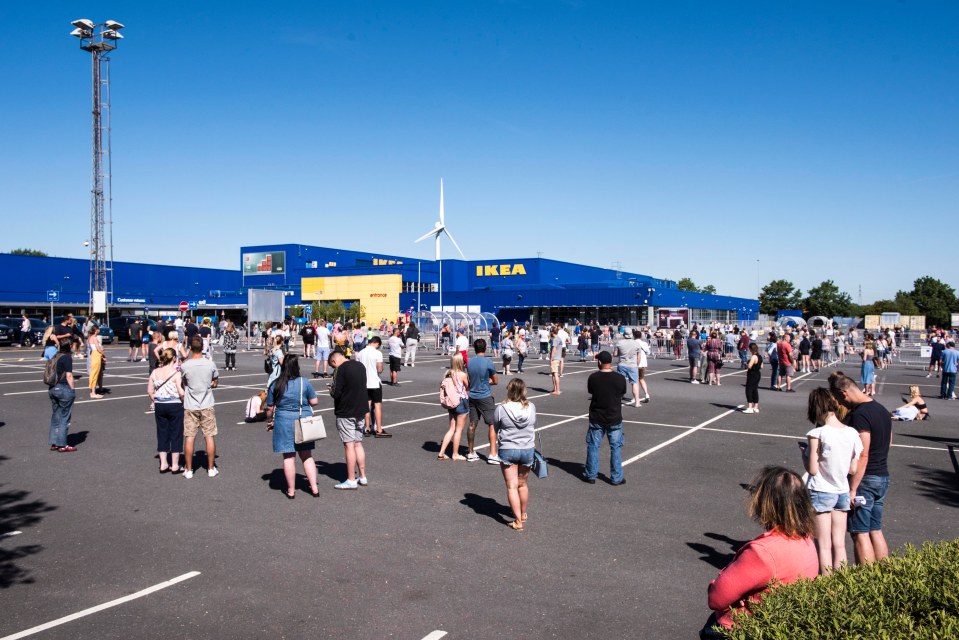 Ikea shoppers seen queuing outside its Warrington store