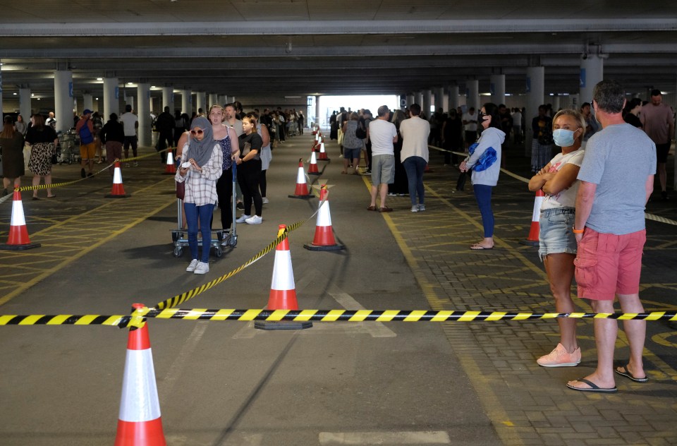 Shoppers have even been queuing around inside car parks - picture taken in Tottenham