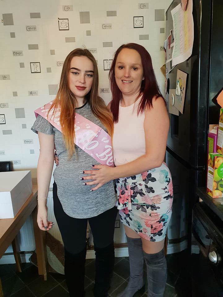 Pictured with her mum, while pregnant