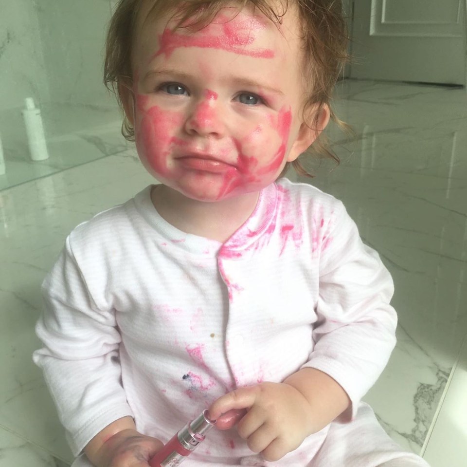 Liberty got messy with her mum’s lipstick