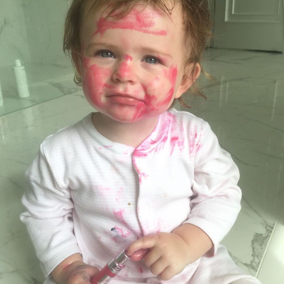  Liberty got messy with her mum's lipstick