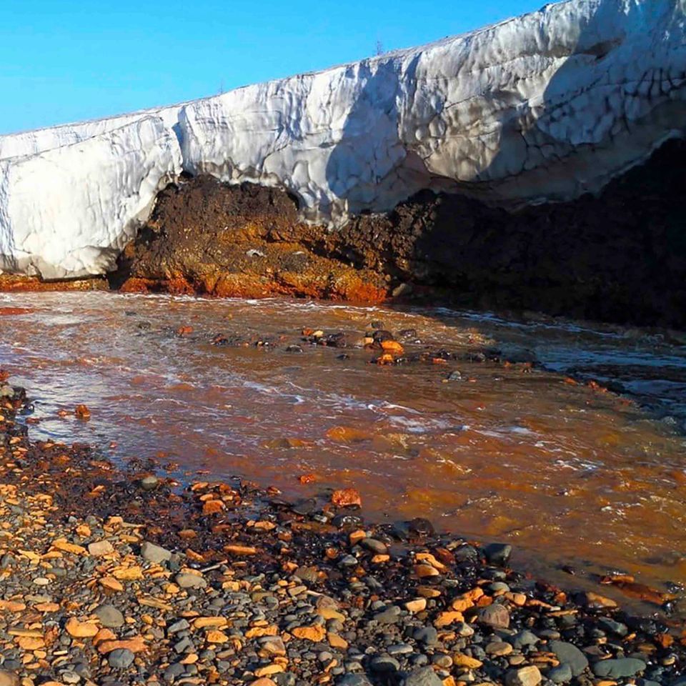 The diesel seep is now flowing towards Lake Pyasino, which outflows as the Pyasina River into the Kara Sea, part of the Arctic Ocean