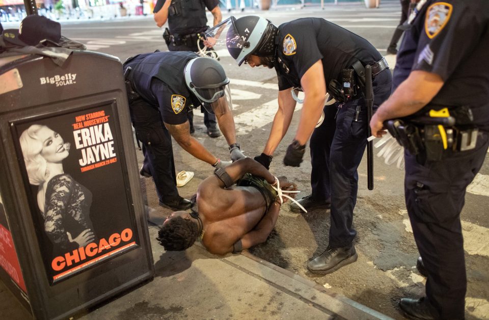  Thousands took to the streets of New York City last night to protest Mr Floyd's death