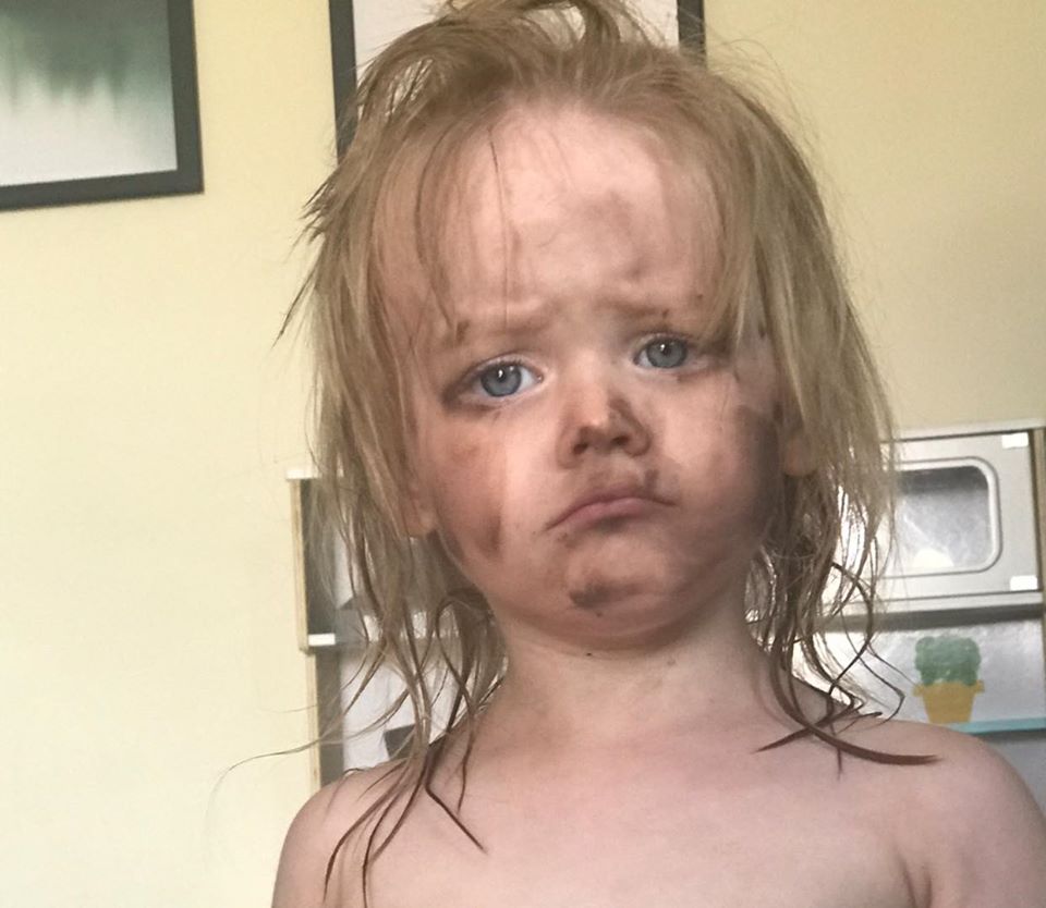 Char used a cleansing balm to try and remove the make-up from her daughter's face and body