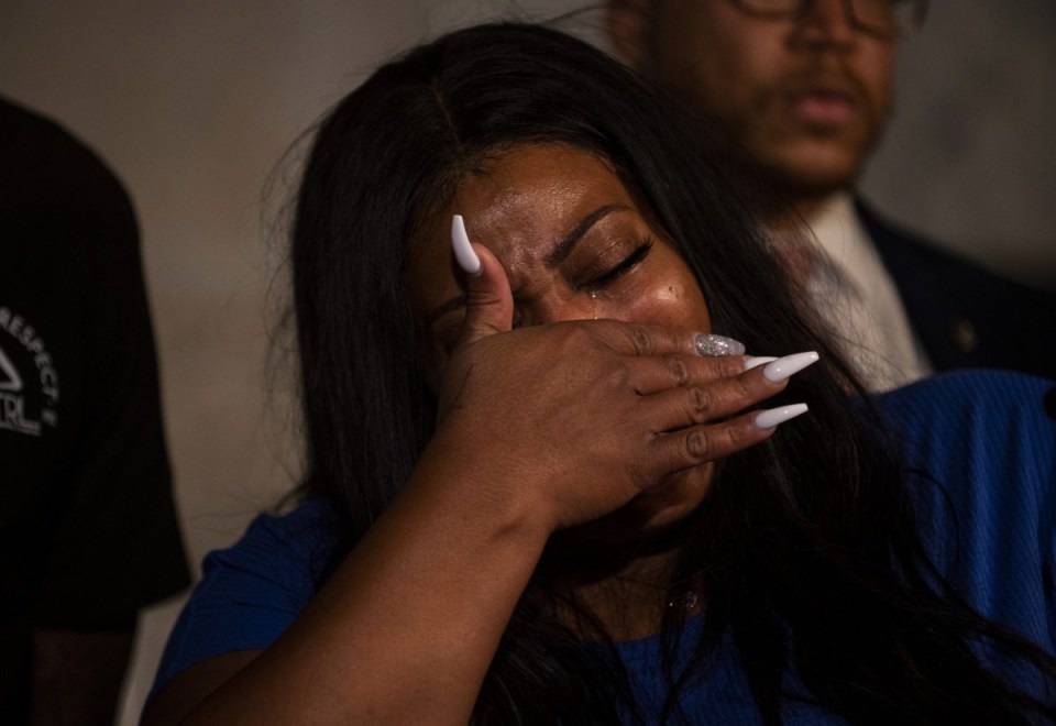 An emotional Roxie Washington, at her first press conference after her former partner George Floyd’s death