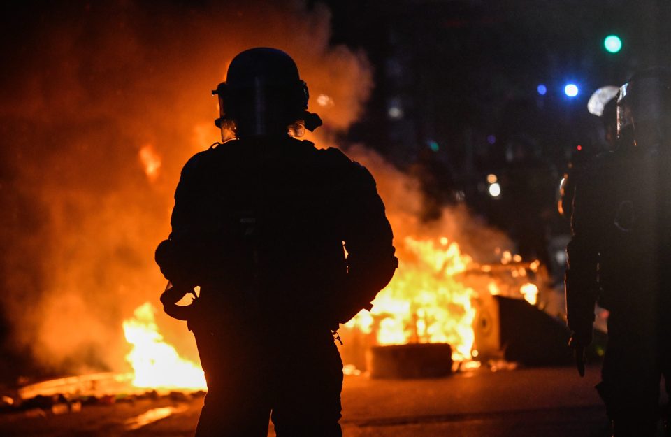  Firefighters were called to set out fires lit during riots carried out across Paris on Tuesday night