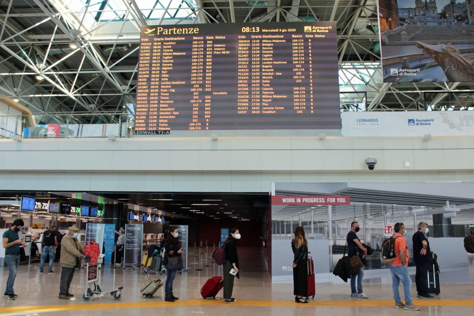  Passengers arrive at Terminal 3 at Leonardo Da Vinci airport as international arrivals are resumed