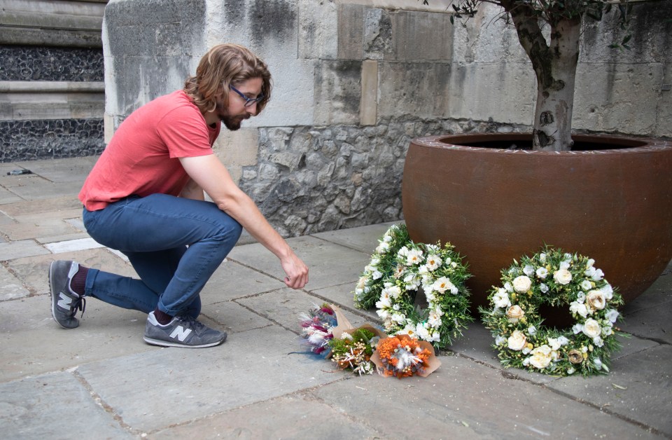  Wreaths were laid out near Southwark Cathedral to mark the anniversary