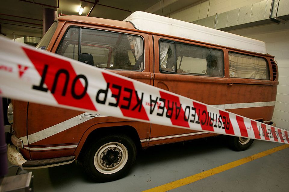  The VW camper van the couple were travelling in when they were stopped on the highway