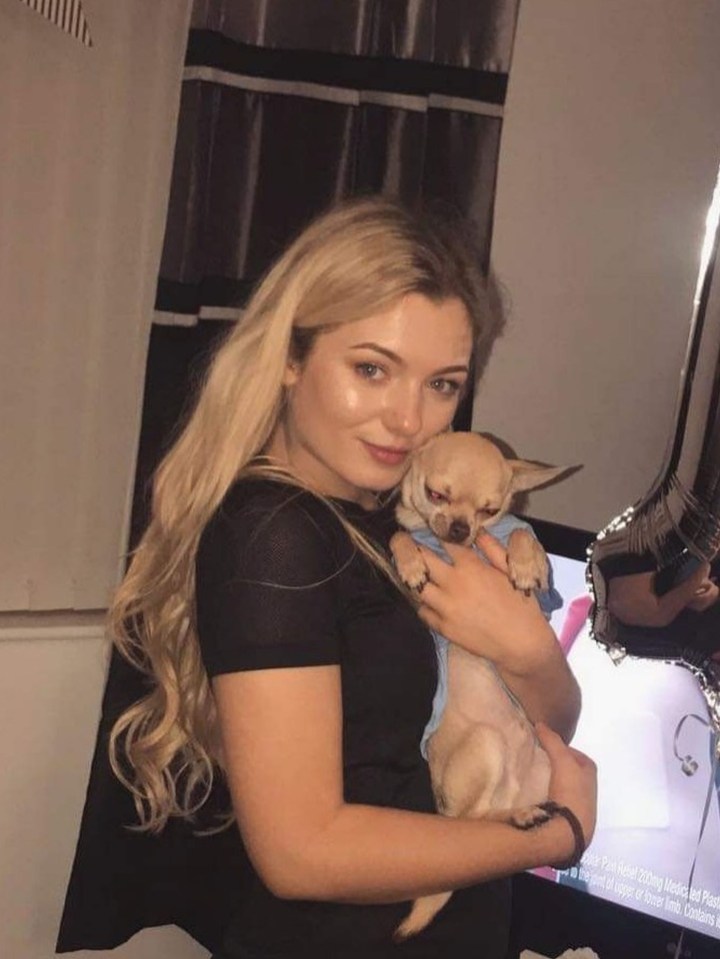 Five-months-pregnant Nicole from Stretford, Greater Manchester, with her dog Shane