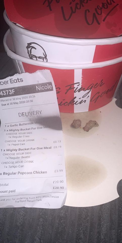 Nicole's first KFC order in months due to coronavirus lockdown