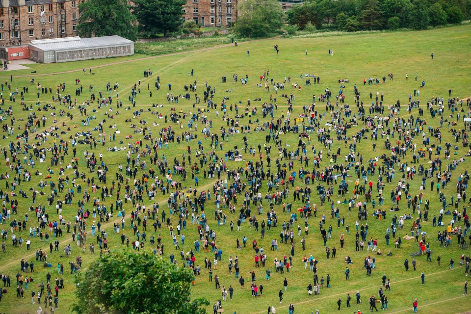 BLM protesters at a rally in Edinburgh on Sunday