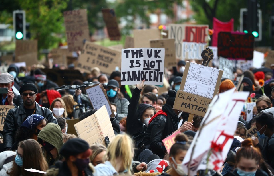 Demonstrators rally in Battersea on Sunday