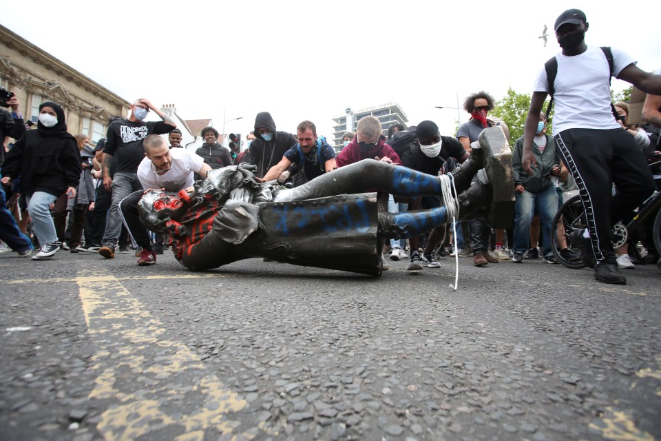 The Edward Colston statue was toppled and rolled towards the water by cheering protesters