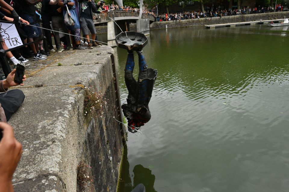 Black Lives Matter protesters threw the controversial statue in to a river