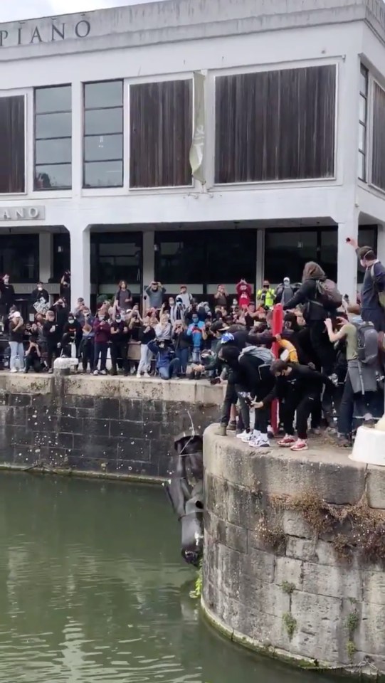  The crowd cheered as the statue plunged into the water beside a bridge named after Pero Jones - a slave who was bought when he was just 12 years old