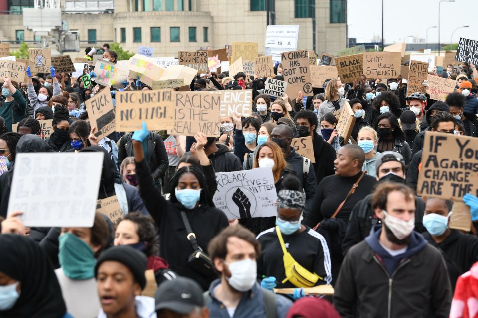  Protests in London on Sunday have largely been peaceful