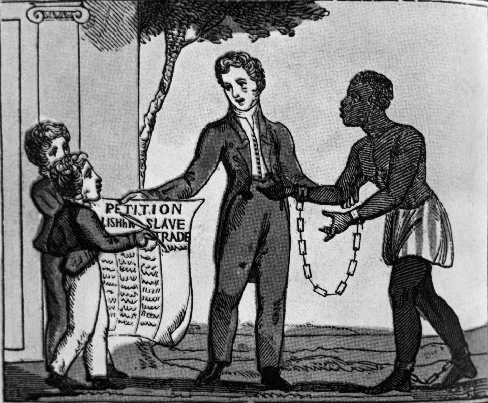 Depictions of children presenting a petition for the abolition of the slave trade in 1830