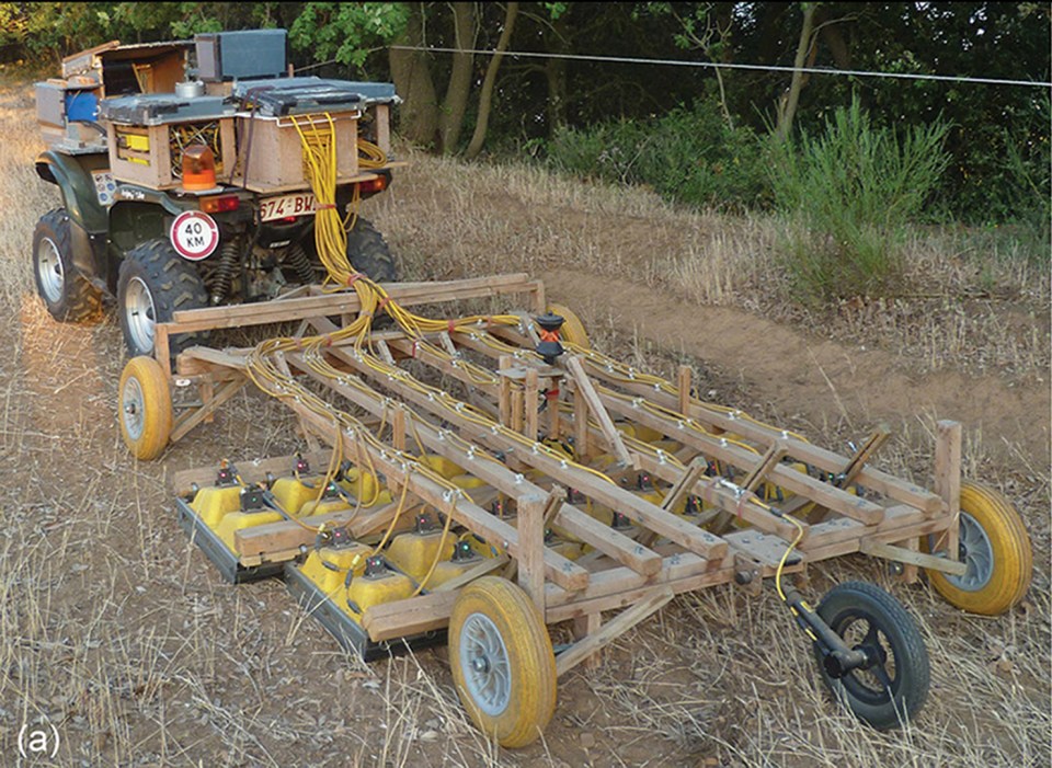 The GPR equipment was pulled over the surface using a quad bike